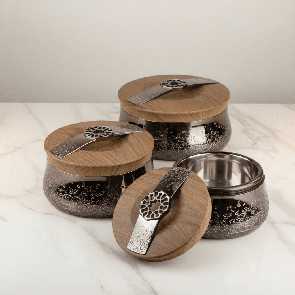 Otantik Nourhan Artisan Food Warmers - Black & Wood 3 - Piece Luxury Set - Al Kabayel Discount CentreOtantik Nourhan Artisan Food Warmers - Black & Wood 3 - Piece Luxury SetCasserolesOTANTIKAl Kabayel Discount Centre