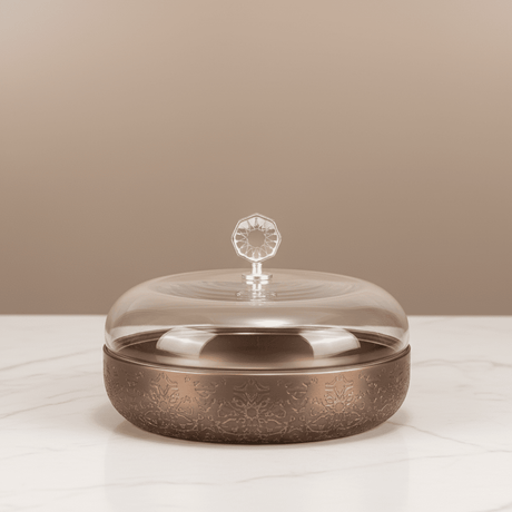 Otantik Nourhan Date Bowl - Medium (11" inch) | Stainless Steel with Glass Dome - Al Kabayel Discount CentreOtantik Nourhan Date Bowl - Medium (11" inch) | Stainless Steel with Glass DomeBowlsOTANTIKAl Kabayel Discount Centre