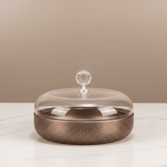 Otantik Nourhan Date Bowl - Medium (11" inch) | Stainless Steel with Glass Dome - Al Kabayel Discount CentreOtantik Nourhan Date Bowl - Medium (11" inch) | Stainless Steel with Glass DomeBowlsOTANTIKAl Kabayel Discount Centre