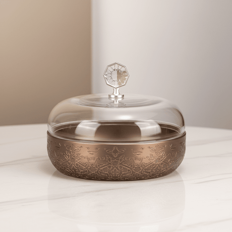 Otantik Nourhan Date Bowl - Small (8" inch) | Stainless Steel with Glass Dome - Al Kabayel Discount CentreOtantik Nourhan Date Bowl - Small (8" inch) | Stainless Steel with Glass DomeBowlsOTANTIKAl Kabayel Discount Centre