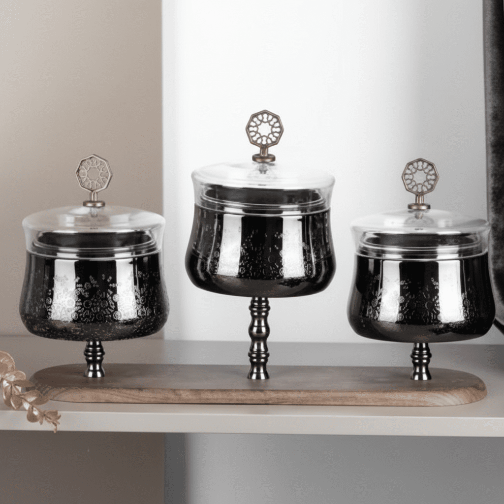 Otantik Nourhan Luxury 3 - Bowl Nuts Serving Set with Tray - Black - Al Kabayel Discount CentreOtantik Nourhan Luxury 3 - Bowl Nuts Serving Set with Tray - BlackBowlsOTANTIKAl Kabayel Discount Centre