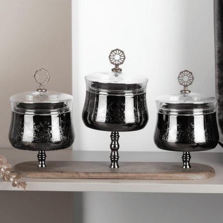 Otantik Nourhan Luxury 3 - Bowl Nuts Serving Set with Tray - Black - Al Kabayel Discount CentreOtantik Nourhan Luxury 3 - Bowl Nuts Serving Set with Tray - BlackBowlsOTANTIKAl Kabayel Discount Centre