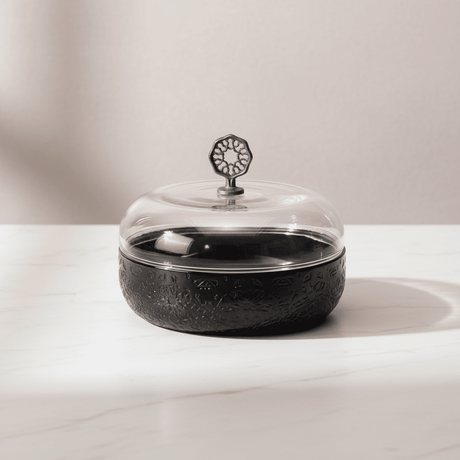 Otantik Nourhan Luxury Date Bowl with Glass Dome – Small (9" Stainless Steel) Black - Al Kabayel Discount CentreOtantik Nourhan Luxury Date Bowl with Glass Dome – Small (9" Stainless Steel) BlackBowlsOTANTIKAl Kabayel Discount Centre