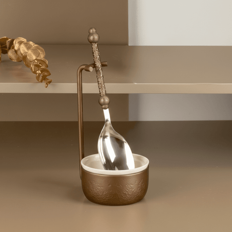 Otantik Nourhan Luxury Food Spoon Set - Decorative Stainless Steel with Porcelain Bowl & Holder - Al Kabayel Discount CentreOtantik Nourhan Luxury Food Spoon Set - Decorative Stainless Steel with Porcelain Bowl & HolderSpoonsOTANTIKAl Kabayel Discount Centre