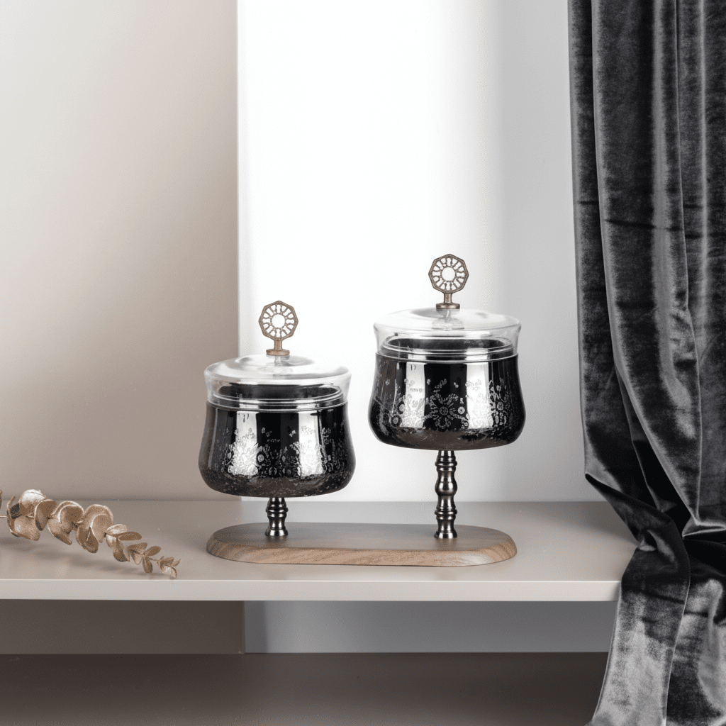 Otantik Nourhan Luxury Nuts Serving Set with Tray - Black - Al Kabayel Discount CentreOtantik Nourhan Luxury Nuts Serving Set with Tray - BlackBowlsOTANTIKAl Kabayel Discount Centre