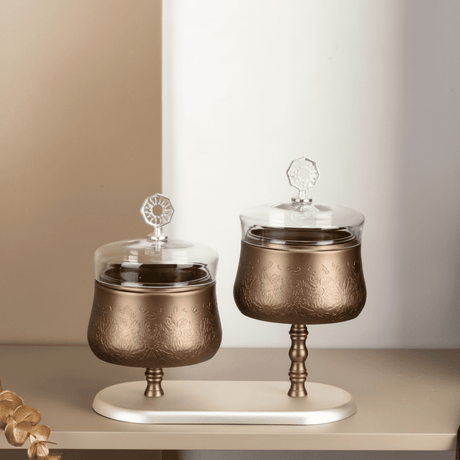 Otantik Nourhan Luxury Nuts Serving Set with Tray - Bronze & Glass - Al Kabayel Discount CentreOtantik Nourhan Luxury Nuts Serving Set with Tray - Bronze & GlassBowlsOTANTIKAl Kabayel Discount Centre