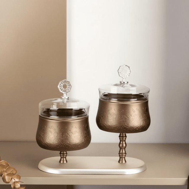 Otantik Nourhan Luxury Nuts Serving Set with Tray - Bronze & Glass - Al Kabayel Discount CentreOtantik Nourhan Luxury Nuts Serving Set with Tray - Bronze & GlassBowlsOTANTIKAl Kabayel Discount Centre