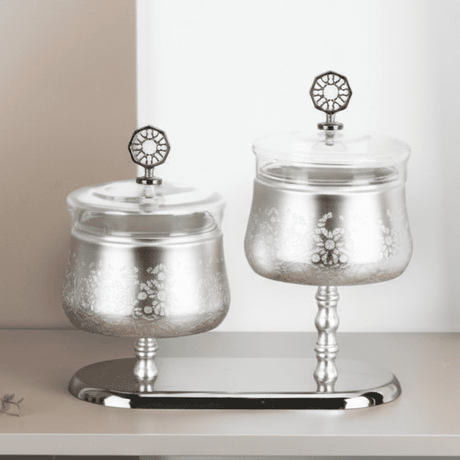 Otantik Nourhan Luxury Nuts Serving Set with Tray - Stainless Steel & Glass 2 - Bowl Set - Al Kabayel Discount CentreOtantik Nourhan Luxury Nuts Serving Set with Tray - Stainless Steel & Glass 2 - Bowl SetBowlsOTANTIKAl Kabayel Discount Centre