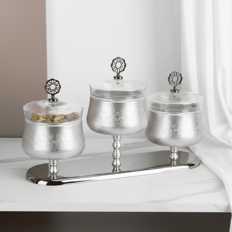 Otantik Nourhan Luxury Nuts Serving Set with Tray – Stainless Steel & Glass - Al Kabayel Discount CentreOtantik Nourhan Luxury Nuts Serving Set with Tray – Stainless Steel & GlassBowlsOTANTIKAl Kabayel Discount Centre