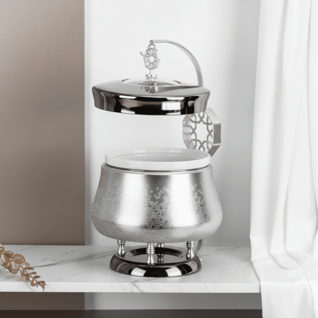 Otantik Nourhan Luxury Serving Buffet Set with Warming Stand – Small (2.5L Stainless Steel) - Al Kabayel Discount CentreOtantik Nourhan Luxury Serving Buffet Set with Warming Stand – Small (2.5L Stainless Steel)WarmersOTANTIKAl Kabayel Discount Centre