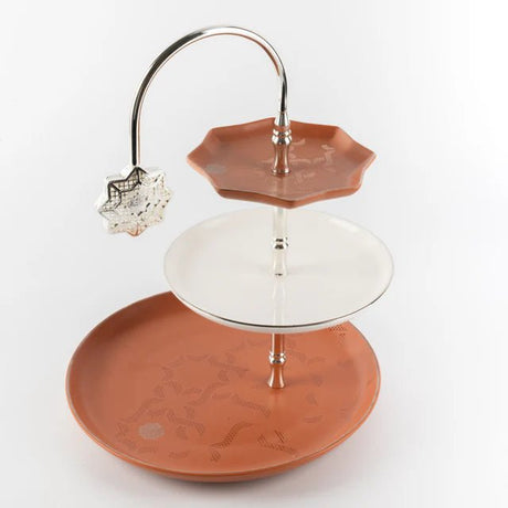Otantik Octara - 3 Tier Cake Stand - Porcelain - Orange & Silver 11"*10" - Al Kabayel Discount CentreOtantik Octara - 3 Tier Cake Stand - Porcelain - Orange & Silver 11"*10"Serving TraysOTANTIKAl Kabayel Discount Centre