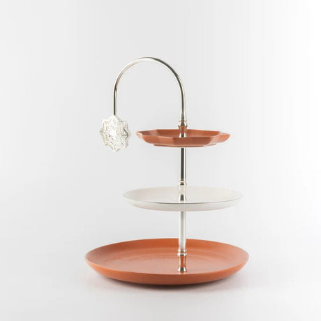 Otantik Octara - 3 Tier Cake Stand - Porcelain - Orange & Silver 11"*10" - Al Kabayel Discount CentreOtantik Octara - 3 Tier Cake Stand - Porcelain - Orange & Silver 11"*10"Serving TraysOTANTIKAl Kabayel Discount Centre