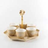 Otantik Octara - Arabic Coffee Cups With Holder - Porcelain- Ivory & Gold - Al Kabayel Discount CentreOtantik Octara - Arabic Coffee Cups With Holder - Porcelain- Ivory & GoldTea SetsOTANTIKAl Kabayel Discount Centre