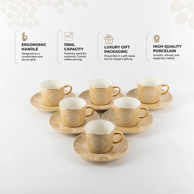 Otantik Octara - Espresso/Turkish Coffee Set (12-Pc) - Ivory & Gold -115ml - Al Kabayel Discount CentreOtantik Octara - Espresso/Turkish Coffee Set (12-Pc) - Ivory & Gold -115mlTea SetsOTANTIKAl Kabayel Discount Centre