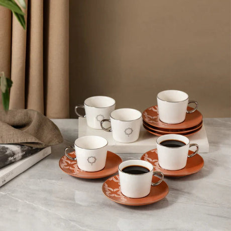 Otantik Octara - Espresso/Turkish Coffee Set (12-Pc) - Orange & Silver -115ml - Al Kabayel Discount CentreOtantik Octara - Espresso/Turkish Coffee Set (12-Pc) - Orange & Silver -115mlTea SetsOTANTIKAl Kabayel Discount Centre