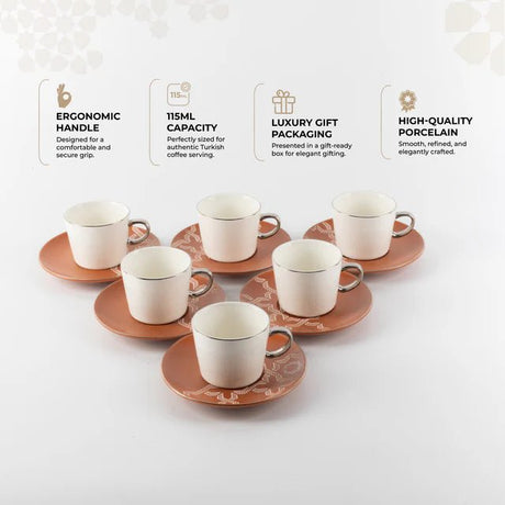 Otantik Octara - Espresso/Turkish Coffee Set (12-Pc) - Orange & Silver -115ml - Al Kabayel Discount CentreOtantik Octara - Espresso/Turkish Coffee Set (12-Pc) - Orange & Silver -115mlTea SetsOTANTIKAl Kabayel Discount Centre