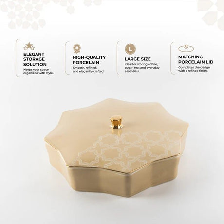 Otantik Octara - Large Decorative Canister - Porcelain - Ivory & Gold 10"*3" - Al Kabayel Discount CentreOtantik Octara - Large Decorative Canister - Porcelain - Ivory & Gold 10"*3"Jars & Food SaversOTANTIKAl Kabayel Discount Centre