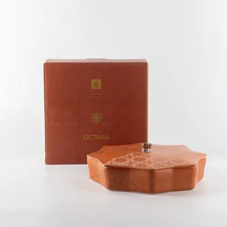 Otantik Octara - Large Decorative Canister - Porcelain - Orange & Silver 10"*3" - Al Kabayel Discount CentreOtantik Octara - Large Decorative Canister - Porcelain - Orange & Silver 10"*3"Jars & Food SaversOTANTIKAl Kabayel Discount Centre
