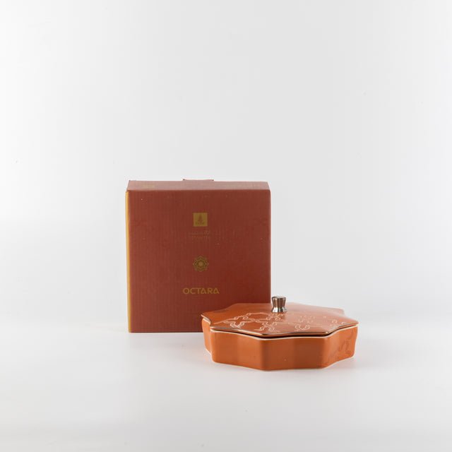 Otantik Octara - Medium Decorative Canister - Porcelain - Orange & Silver - 7"*2" - Al Kabayel Discount CentreOtantik Octara - Medium Decorative Canister - Porcelain - Orange & Silver - 7"*2"Jars & Food SaversOTANTIKAl Kabayel Discount Centre