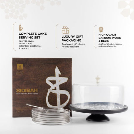 Otantik Sidrah - Cake Serving Set (9-Pc) - Midnight Silver 30*20cm - Al Kabayel Discount CentreOtantik Sidrah - Cake Serving Set (9-Pc) - Midnight Silver 30*20cmServing TraysOTANTIKAl Kabayel Discount Centre