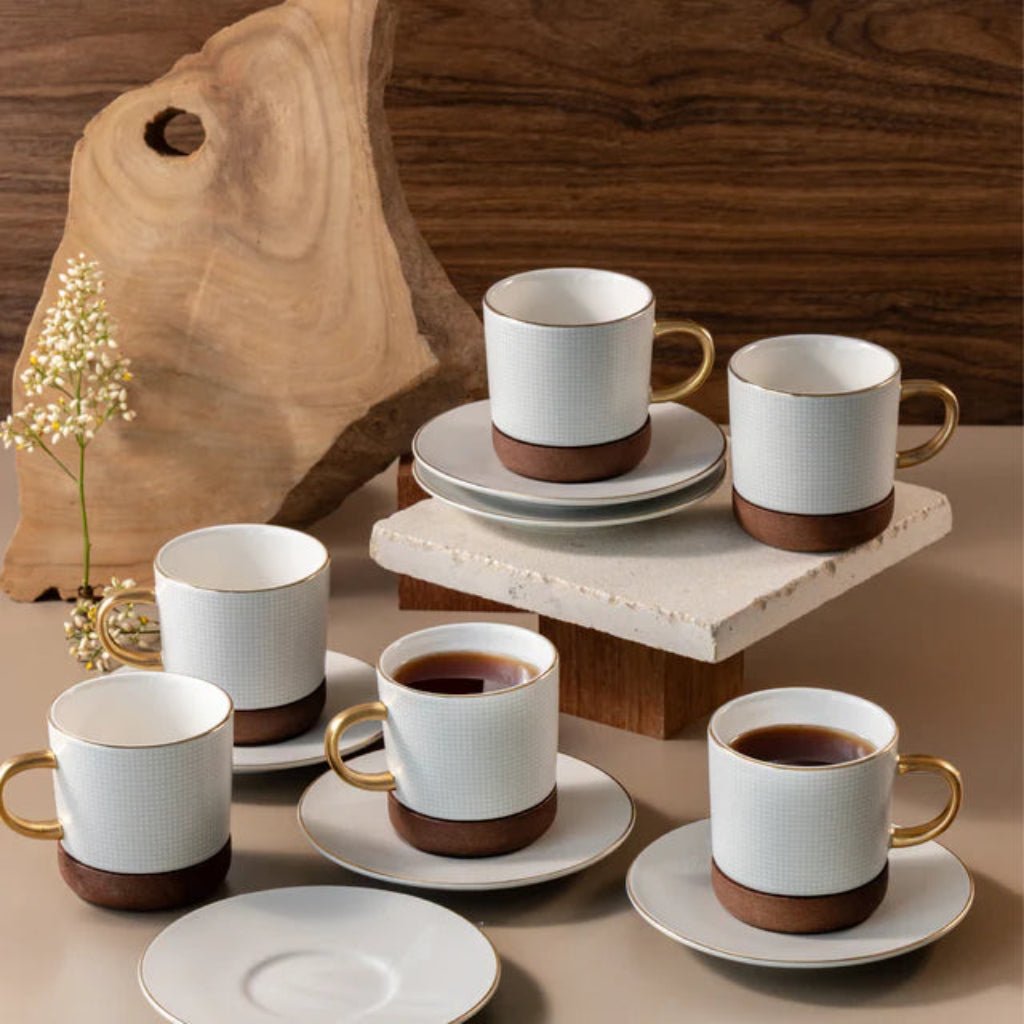 Otantik Sidrah - Cappuccino Set (12-Pc) - Walnut Gold - 240ml - Al Kabayel Discount CentreOtantik Sidrah - Cappuccino Set (12-Pc) - Walnut Gold - 240mlTea SetsOTANTIKAl Kabayel Discount Centre