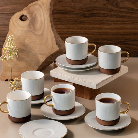 Otantik Sidrah - Cappuccino Set (12-Pc) - Walnut Gold - 240ml - Al Kabayel Discount CentreOtantik Sidrah - Cappuccino Set (12-Pc) - Walnut Gold - 240mlTea SetsOTANTIKAl Kabayel Discount Centre