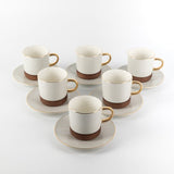 Otantik Sidrah - Cappuccino Set (12-Pc) - Walnut Gold - 240ml - Al Kabayel Discount CentreOtantik Sidrah - Cappuccino Set (12-Pc) - Walnut Gold - 240mlTea SetsOTANTIKAl Kabayel Discount Centre