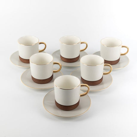 Otantik Sidrah - Cappuccino Set (12-Pc) - Walnut Gold - 240ml - Al Kabayel Discount CentreOtantik Sidrah - Cappuccino Set (12-Pc) - Walnut Gold - 240mlTea SetsOTANTIKAl Kabayel Discount Centre