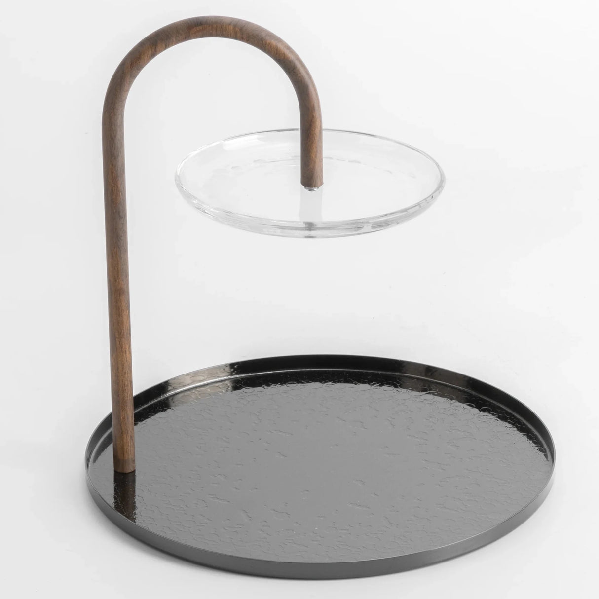 Otantik Stainless Steel Two - Tier Stand With Bracket By Nourhan - Glossy Black + Wood - Al Kabayel Discount CentreOtantik Stainless Steel Two - Tier Stand With Bracket By Nourhan - Glossy Black + WoodServing TraysOTANTIKAl Kabayel Discount Centre