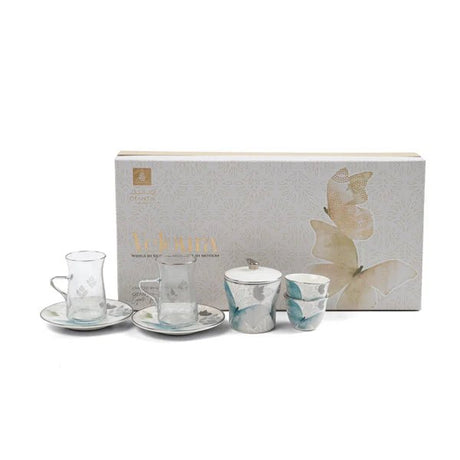 Otantik Veloura ET3064 Elite 19 - Piece Tea & Cawa Set – Blue & Silver Floral Porcelain & Glass - Al Kabayel Discount CentreOtantik Veloura ET3064 Elite 19 - Piece Tea & Cawa Set – Blue & Silver Floral Porcelain & GlassTea/Coffee PotsOTANTIKAl Kabayel Discount Centre