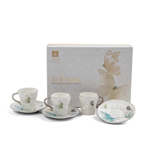 Otantik Veloura ET3067 12 - Piece Turkish Cup & Saucer Set – Blue & Silver Floral Porcelain - Al Kabayel Discount CentreOtantik Veloura ET3067 12 - Piece Turkish Cup & Saucer Set – Blue & Silver Floral PorcelainTea/Coffee PotsOTANTIKAl Kabayel Discount Centre