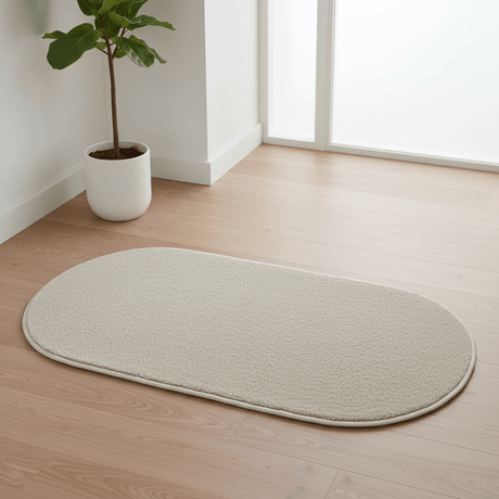 Oval Door Mat | Non-Slip Rug for Entryway, Bathroom & Bedroom | Beige Cream | 62 x 38 cm - Al Kabayel Discount CentreOval Door Mat | Non-Slip Rug for Entryway, Bathroom & Bedroom | Beige Cream | 62 x 38 cmDoormatsAKDCAl Kabayel Discount Centre