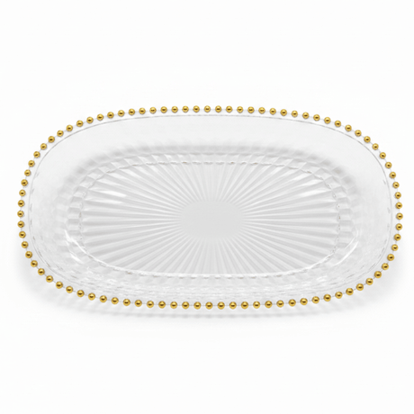 Oval Elegant Crystal-Clear Acrylic Serving Tray with Gold Bead Rim - Al Kabayel Discount CentreOval Elegant Crystal-Clear Acrylic Serving Tray with Gold Bead RimServing TraysAKDCAl Kabayel Discount Centre