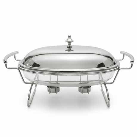 Oval Glass Food Warmer with Sleek Silver Stand and Lid – Professional Buffet & Catering Server (35×24 cm) - Al Kabayel Discount CentreOval Glass Food Warmer with Sleek Silver Stand and Lid – Professional Buffet & Catering Server (35×24 cm)WarmersAKDCAl Kabayel Discount Centre
