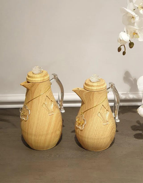 Palermo 2pcs Vaccum Flask 1L+0.7L, Keeps Hot & Cold, Beige/Wood, FL - 555 - Al Kabayel Discount CentrePalermo 2pcs Vaccum Flask 1L+0.7L, Keeps Hot & Cold, Beige/Wood, FL - 555ThermosPALERMOAl Kabayel Discount Centre