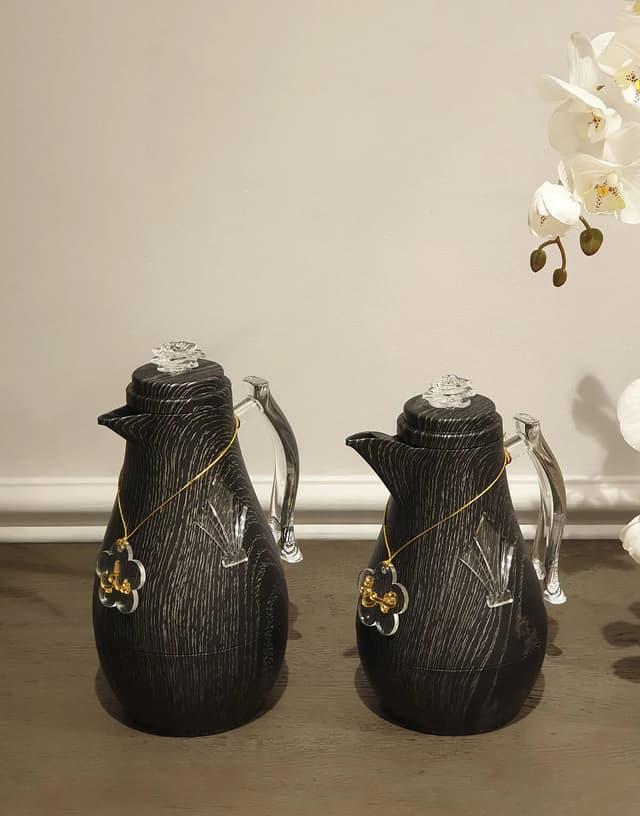 Palermo 2pcs Vaccum Flask 1L+0.7L, Keeps Hot & Cold, Black/Wood, FL - 555 - Al Kabayel Discount CentrePalermo 2pcs Vaccum Flask 1L+0.7L, Keeps Hot & Cold, Black/Wood, FL - 555ThermosPALERMOAl Kabayel Discount Centre