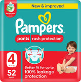Pampers Rash Protection Pants Diapers, Size 4, 9 - 14kg, Mega Pack, 52 pcs - Al Kabayel Discount CentrePampers Rash Protection Pants Diapers, Size 4, 9 - 14kg, Mega Pack, 52 pcsBaby ProductsPAMPERSAl Kabayel Discount Centre