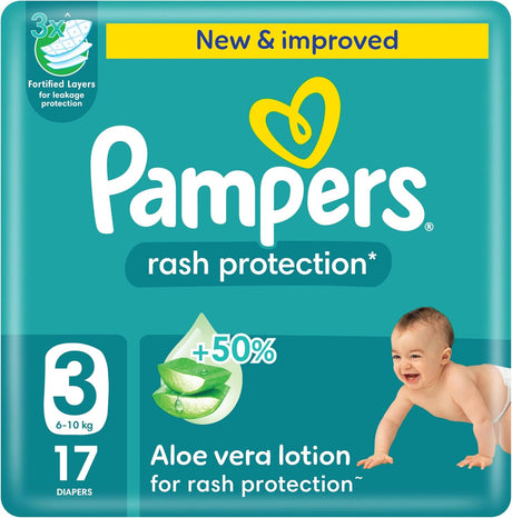 Pampers Rash Protection, Size 3, 6 - 10 kg, Carry Pack, 17 Diapers - Al Kabayel Discount CentrePampers Rash Protection, Size 3, 6 - 10 kg, Carry Pack, 17 DiapersBaby ProductsPAMPERSAl Kabayel Discount Centre