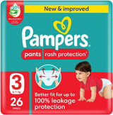 Pampers Rash Protection, Size 3, 6 - 11 kg, Value Pack, 26 Diaper Pants - Al Kabayel Discount CentrePampers Rash Protection, Size 3, 6 - 11 kg, Value Pack, 26 Diaper PantsBaby ProductsPAMPERSAl Kabayel Discount Centre