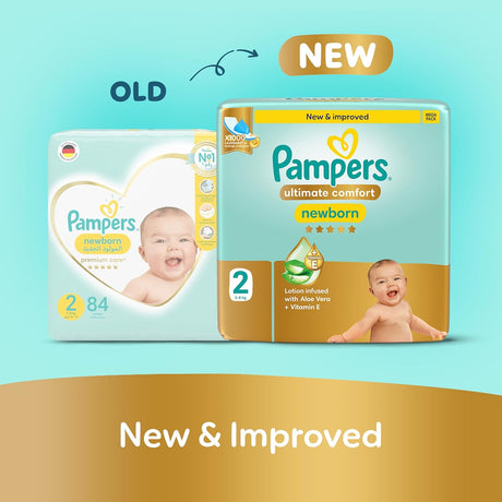 Pampers Ultimate Comfort Taped Diapers, Size 2, 3 - 8kg, Lotion infused with Aloe Vera and Vitamin E, x1000 Leak Locks Technology for Leakage Protection, MIP, 46 Count - Al Kabayel Discount CentrePampers Ultimate Comfort Taped Diapers, Size 2, 3 - 8kg, Lotion infused with Aloe Vera and Vitamin E, x1000 Leak Locks Technology for Leakage Protection, MIP, 46 CountBaby ProductsPAMPERSAl Kabayel Discount Centre