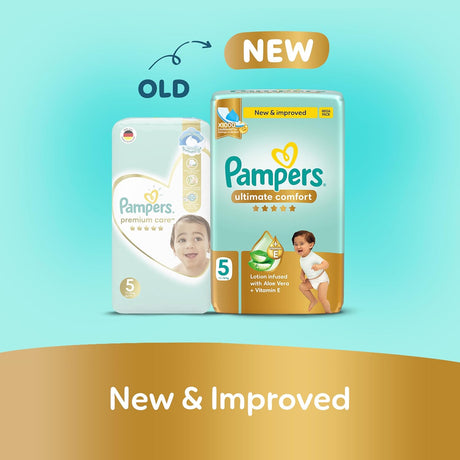 Pampers Ultimate Comfort Taped Diapers, Size 5, 11 - 16kg, Lotion infused with Aloe Vera and Vitamin E, x1000 Leak Locks Technology for Leakage Protection, Mega Pack, 46 Count - Al Kabayel Discount CentrePampers Ultimate Comfort Taped Diapers, Size 5, 11 - 16kg, Lotion infused with Aloe Vera and Vitamin E, x1000 Leak Locks Technology for Leakage Protection, Mega Pack, 46 CountBaby ProductsPAMPERSAl Kabayel Discount Centre