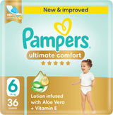 Pampers Ultimate Comfort Taped Diapers, Size 6, 13+kg, Lotion infused with Aloe Vera and Vitamin E, x1000 Leak Locks Technology for Leakage Protection, Mega Pack, 36 Count - Al Kabayel Discount CentrePampers Ultimate Comfort Taped Diapers, Size 6, 13+kg, Lotion infused with Aloe Vera and Vitamin E, x1000 Leak Locks Technology for Leakage Protection, Mega Pack, 36 CountBaby ProductsPAMPERSAl Kabayel Discount Centre