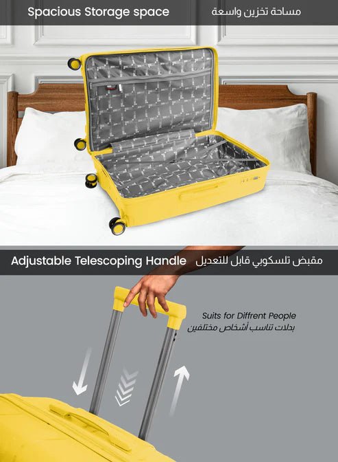 Para John Traicut 24 - Inch Lightweight Polypropylene Hard Case Travel Luggage – Yellow Compact Edition - Al Kabayel Discount CentrePara John Traicut 24 - Inch Lightweight Polypropylene Hard Case Travel Luggage – Yellow Compact EditionCabin LuggagePARA JOHNAl Kabayel Discount Centre
