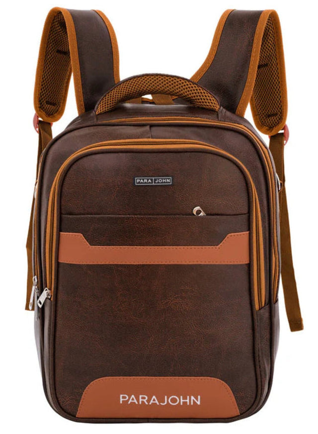 Parajohn Classic Brown PU Leather Backpack 16 Inch – Premium Stylish Travel Backpack for Men & Women with Spacious Compartments - Al Kabayel Discount CentreParajohn Classic Brown PU Leather Backpack 16 Inch – Premium Stylish Travel Backpack for Men & Women with Spacious CompartmentsSchool BagsPARAJOHNAl Kabayel Discount Centre