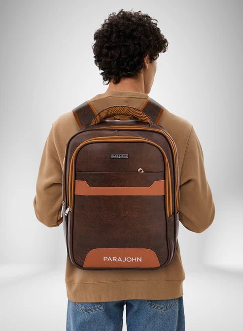 Parajohn Classic Brown PU Leather Backpack 16 Inch – Premium Stylish Travel Backpack for Men & Women with Spacious Compartments - Al Kabayel Discount CentreParajohn Classic Brown PU Leather Backpack 16 Inch – Premium Stylish Travel Backpack for Men & Women with Spacious CompartmentsSchool BagsPARAJOHNAl Kabayel Discount Centre