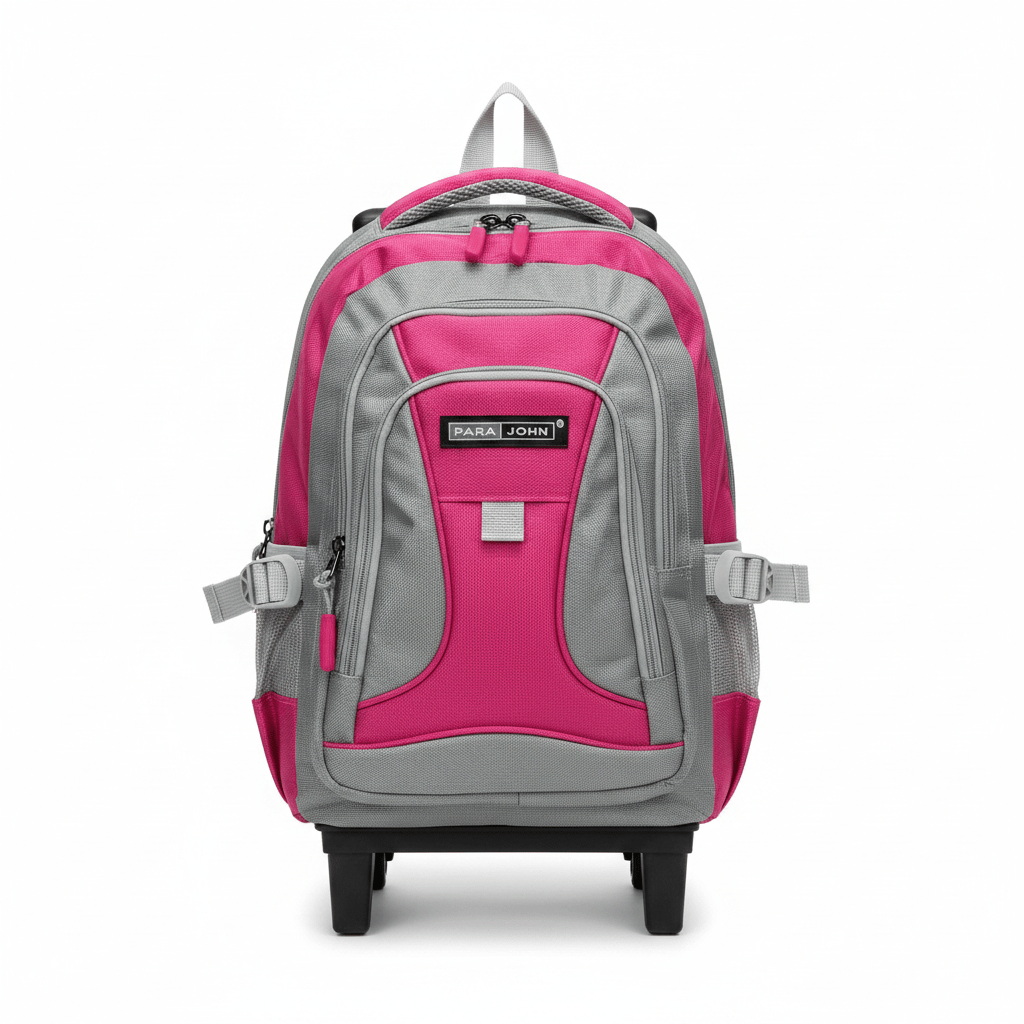 Parajohn Rolling Grey & Fushia Polyester Trolley Backpack 16 Inch – Wheeled School Bag with Adjustable Handle for Easy Travel - Al Kabayel Discount CentreParajohn Rolling Grey & Fushia Polyester Trolley Backpack 16 Inch – Wheeled School Bag with Adjustable Handle for Easy TravelSchool BagsPARAJOHNAl Kabayel Discount Centre