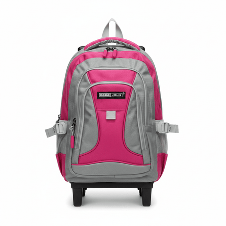 Parajohn Rolling Grey & Fushia Polyester Trolley Backpack 16 Inch – Wheeled School Bag with Adjustable Handle for Easy Travel - Al Kabayel Discount CentreParajohn Rolling Grey & Fushia Polyester Trolley Backpack 16 Inch – Wheeled School Bag with Adjustable Handle for Easy TravelSchool BagsPARAJOHNAl Kabayel Discount Centre