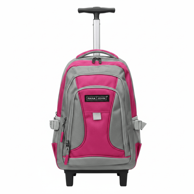 Parajohn Rolling Grey & Fushia Polyester Trolley Backpack 16 Inch – Wheeled School Bag with Adjustable Handle for Easy Travel - Al Kabayel Discount CentreParajohn Rolling Grey & Fushia Polyester Trolley Backpack 16 Inch – Wheeled School Bag with Adjustable Handle for Easy TravelSchool BagsPARAJOHNAl Kabayel Discount Centre