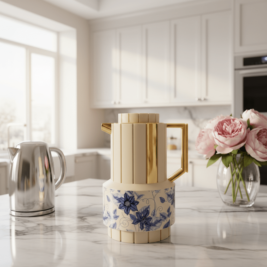 Parati 1L Vacuum Flask – Beige | Gold & Blue Floral - Al Kabayel Discount CentreParati 1L Vacuum Flask – Beige | Gold & Blue FloralThermosPARATIAl Kabayel Discount Centre