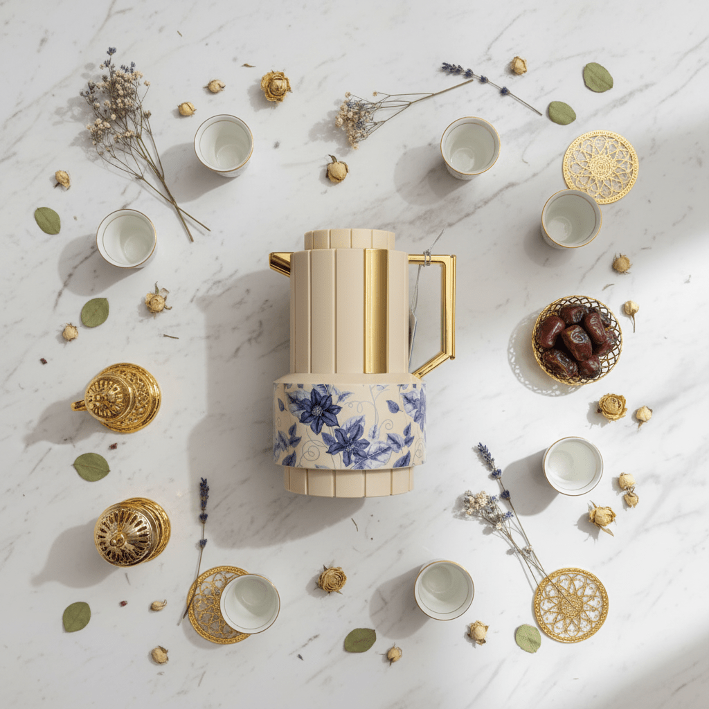 Parati 1L Vacuum Flask – Beige | Gold & Blue Floral - Al Kabayel Discount CentreParati 1L Vacuum Flask – Beige | Gold & Blue FloralThermosPARATIAl Kabayel Discount Centre